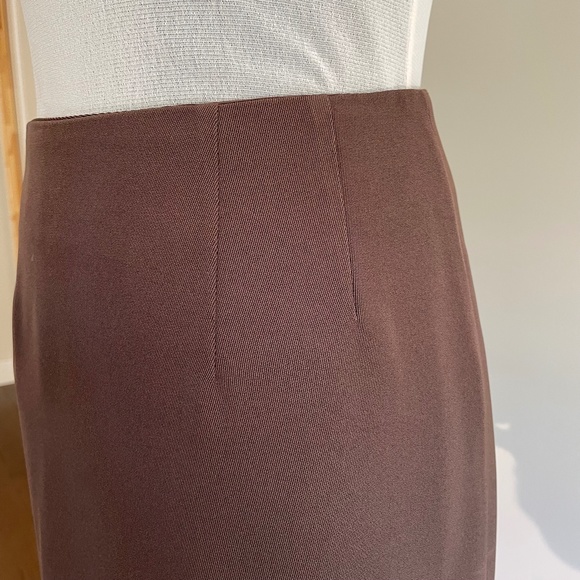 Jax Mid Length Pencil Skirt Brown Light Weight - Picture 4 of 11